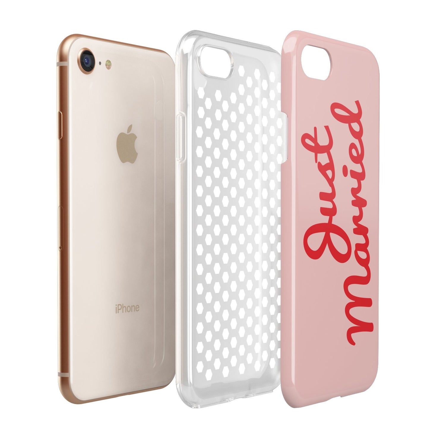 Just Married Red Pink Apple iPhone 7 8 3D Tough Case Expanded View