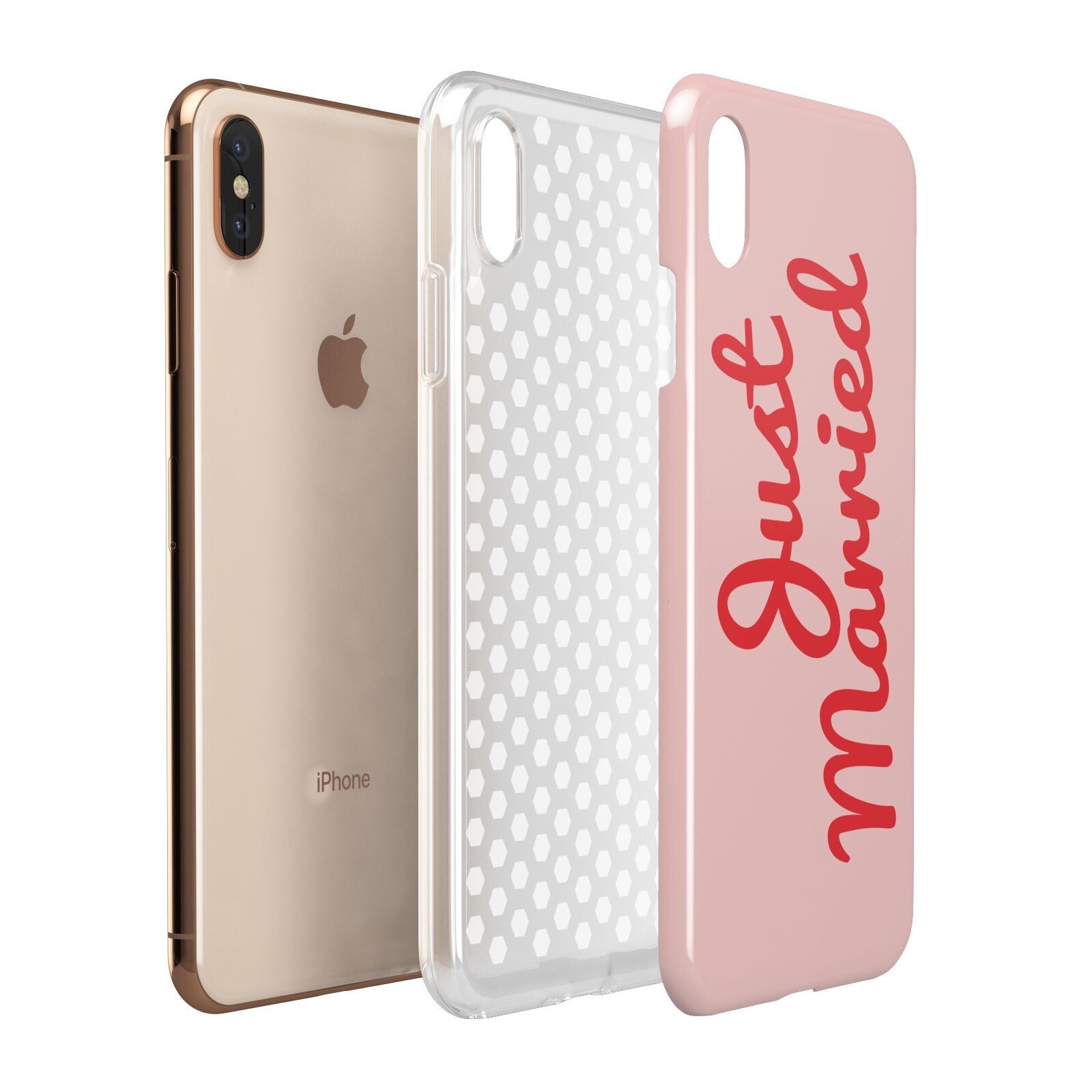 Just Married Red Pink Apple iPhone Xs Max 3D Tough Case Expanded View