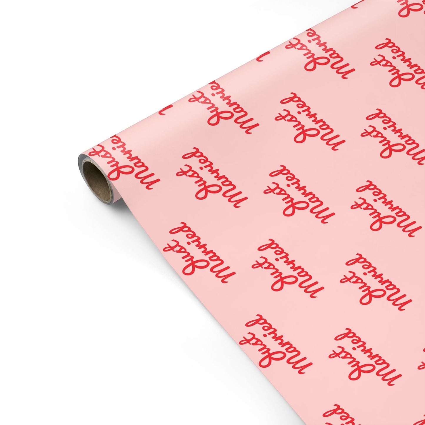 Just Married Red Pink Personalised Gift Wrap