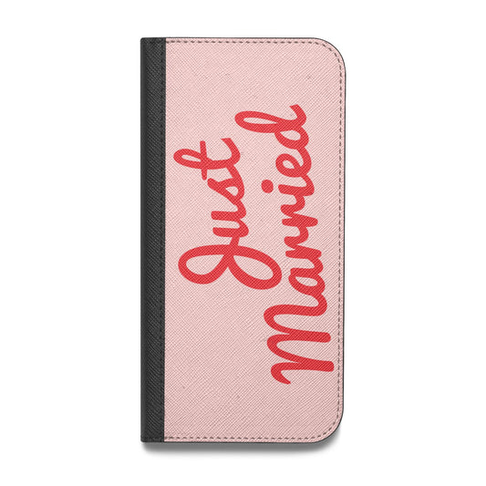 Just Married Red Pink Vegan Leather Flip Samsung Case