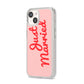 Just Married Red Pink iPhone 14 Clear Tough Case Starlight Angled Image