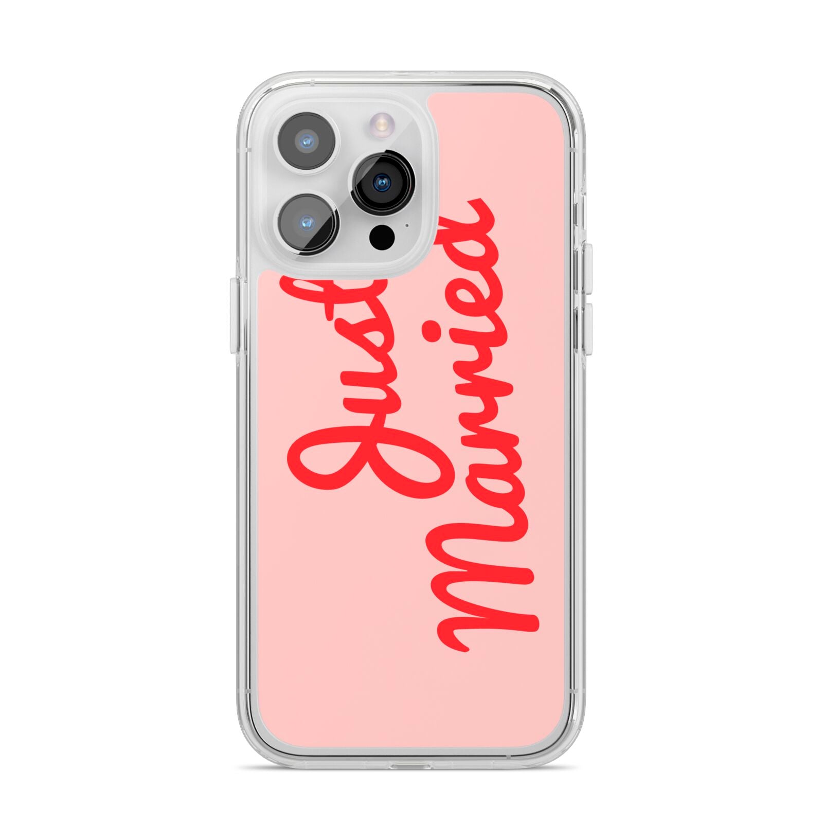 Just Married Red Pink iPhone 14 Pro Max Clear Tough Case Silver