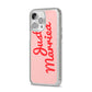 Just Married Red Pink iPhone 14 Pro Max Glitter Tough Case Silver Angled Image