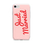 Just Married Red Pink iPhone 7 Bumper Case on Silver iPhone