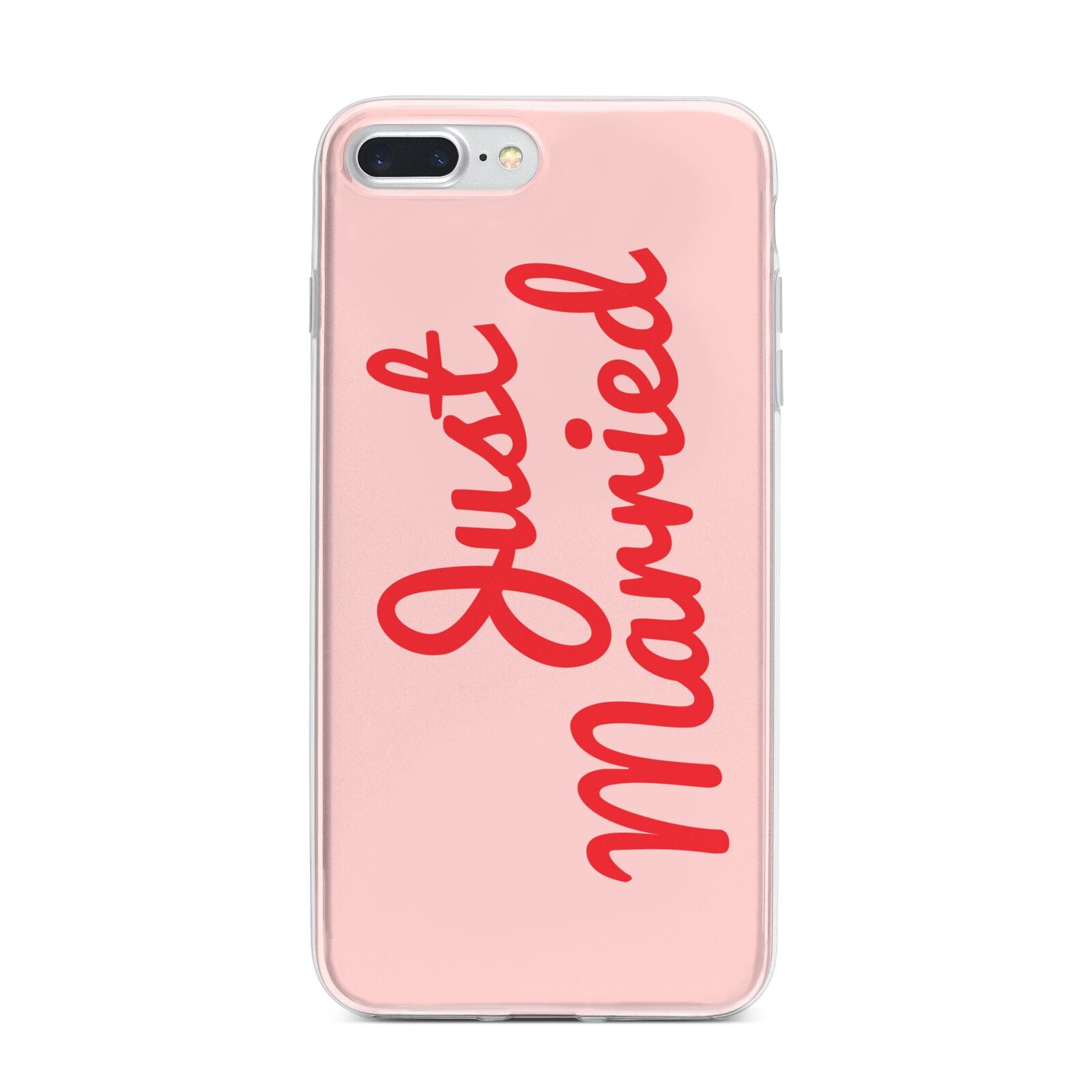 Just Married Red Pink iPhone 7 Plus Bumper Case on Silver iPhone