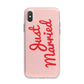 Just Married Red Pink iPhone X Bumper Case on Silver iPhone Alternative Image 1