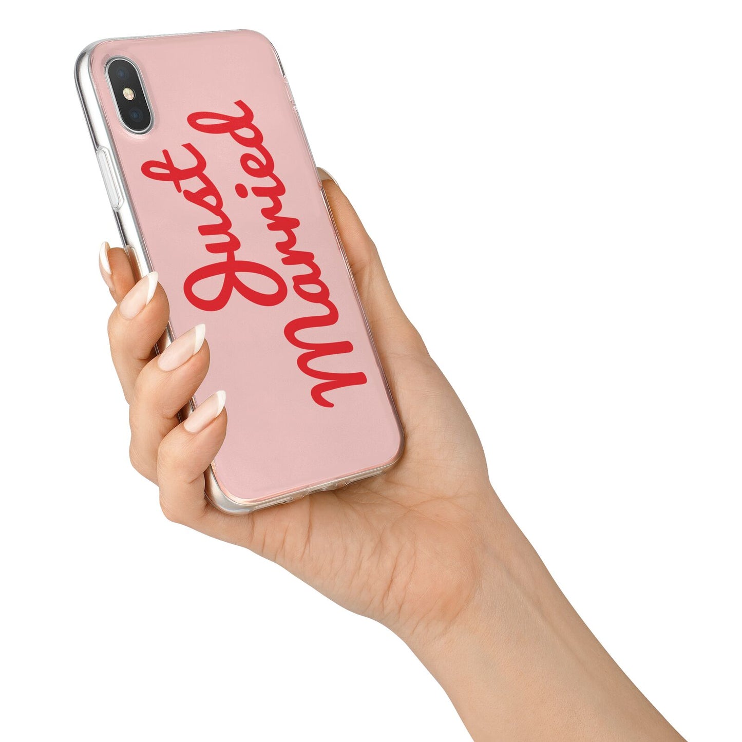 Just Married Red Pink iPhone X Bumper Case on Silver iPhone Alternative Image 2