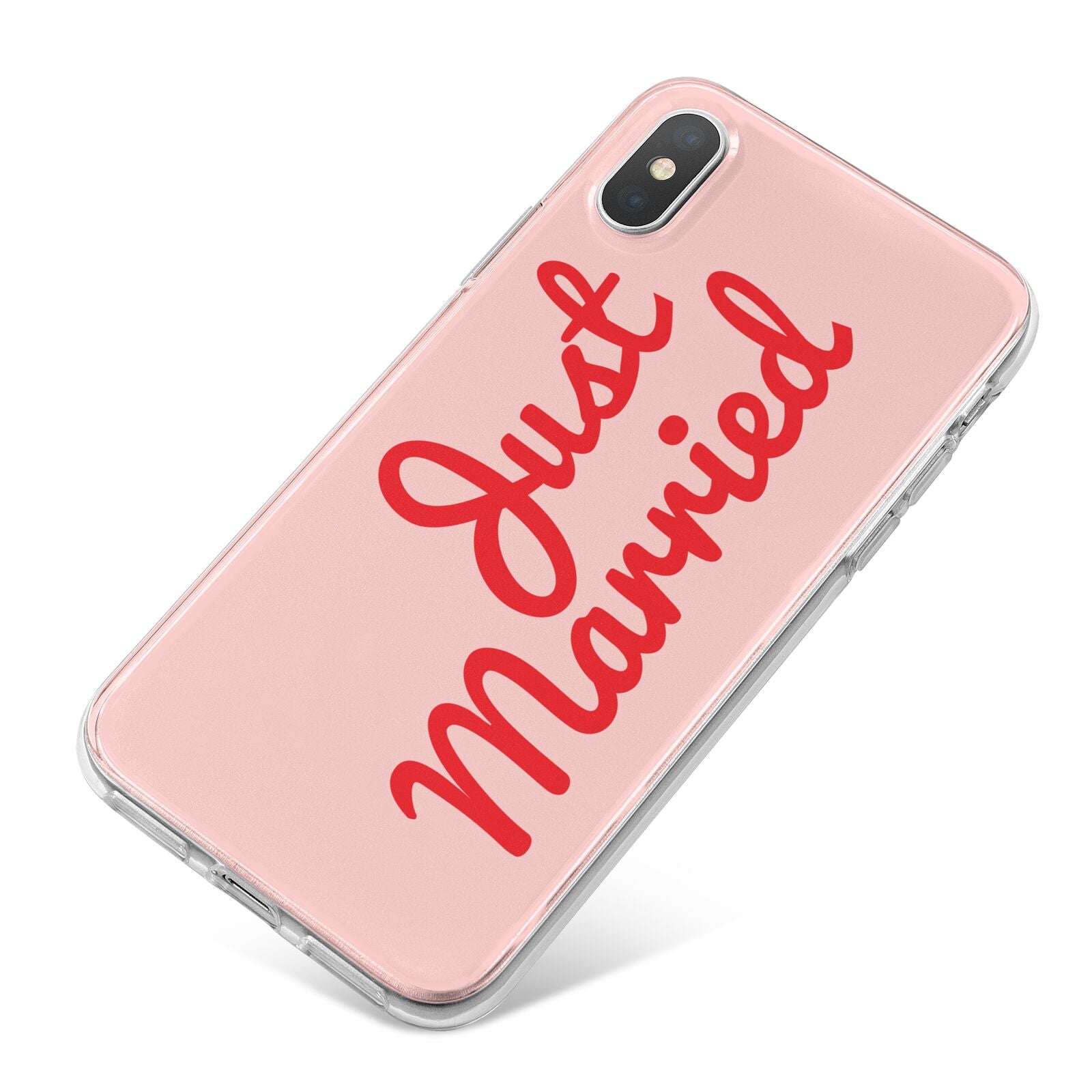 Just Married Red Pink iPhone X Bumper Case on Silver iPhone