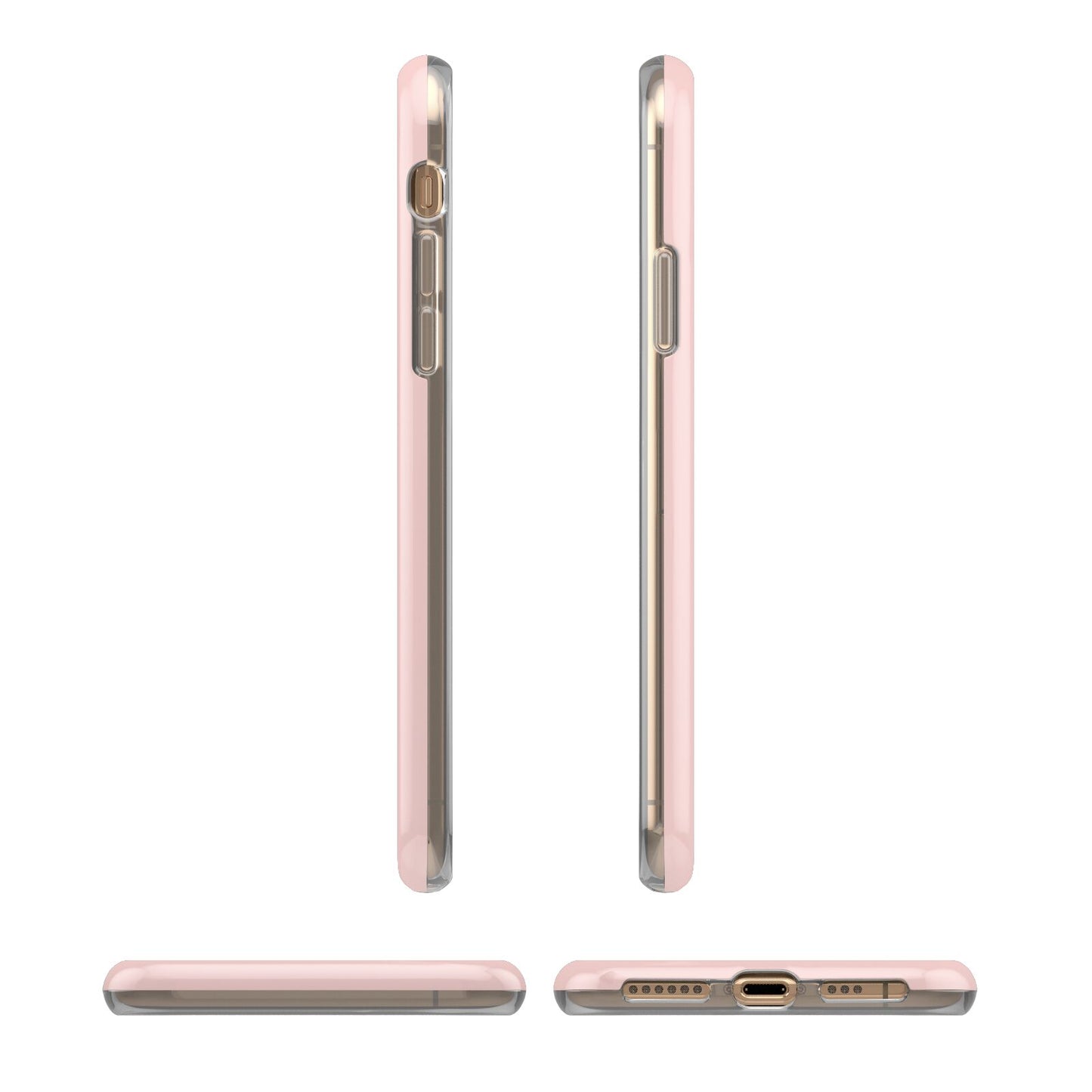 Just Married Red Pink iPhone XS 3D Tough Case in Gold Angled Images