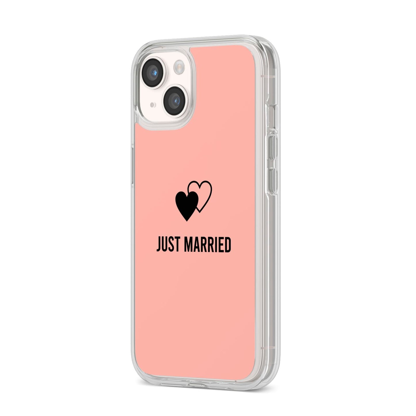 Just Married iPhone 14 Clear Tough Case Starlight Angled Image