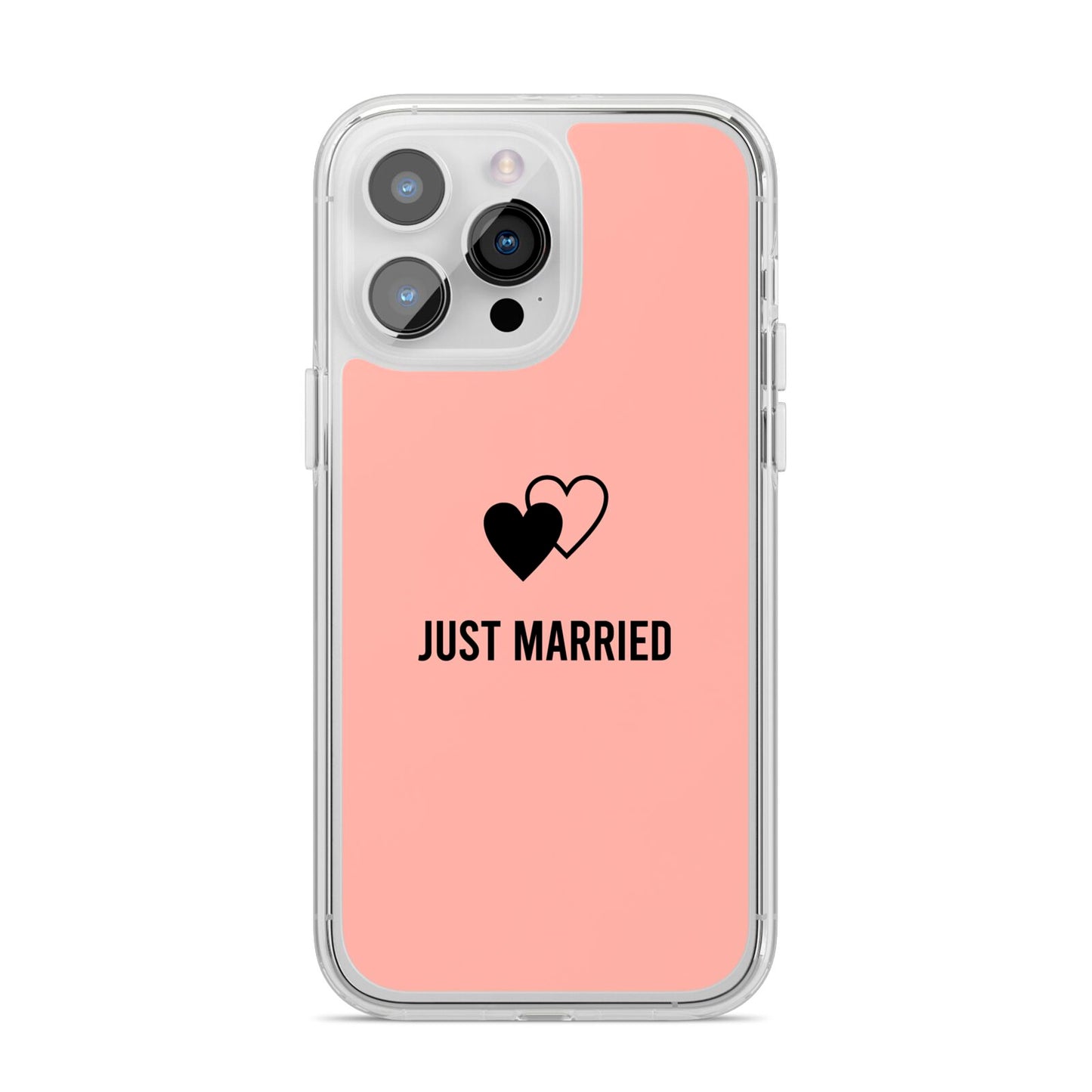 Just Married iPhone 14 Pro Max Clear Tough Case Silver