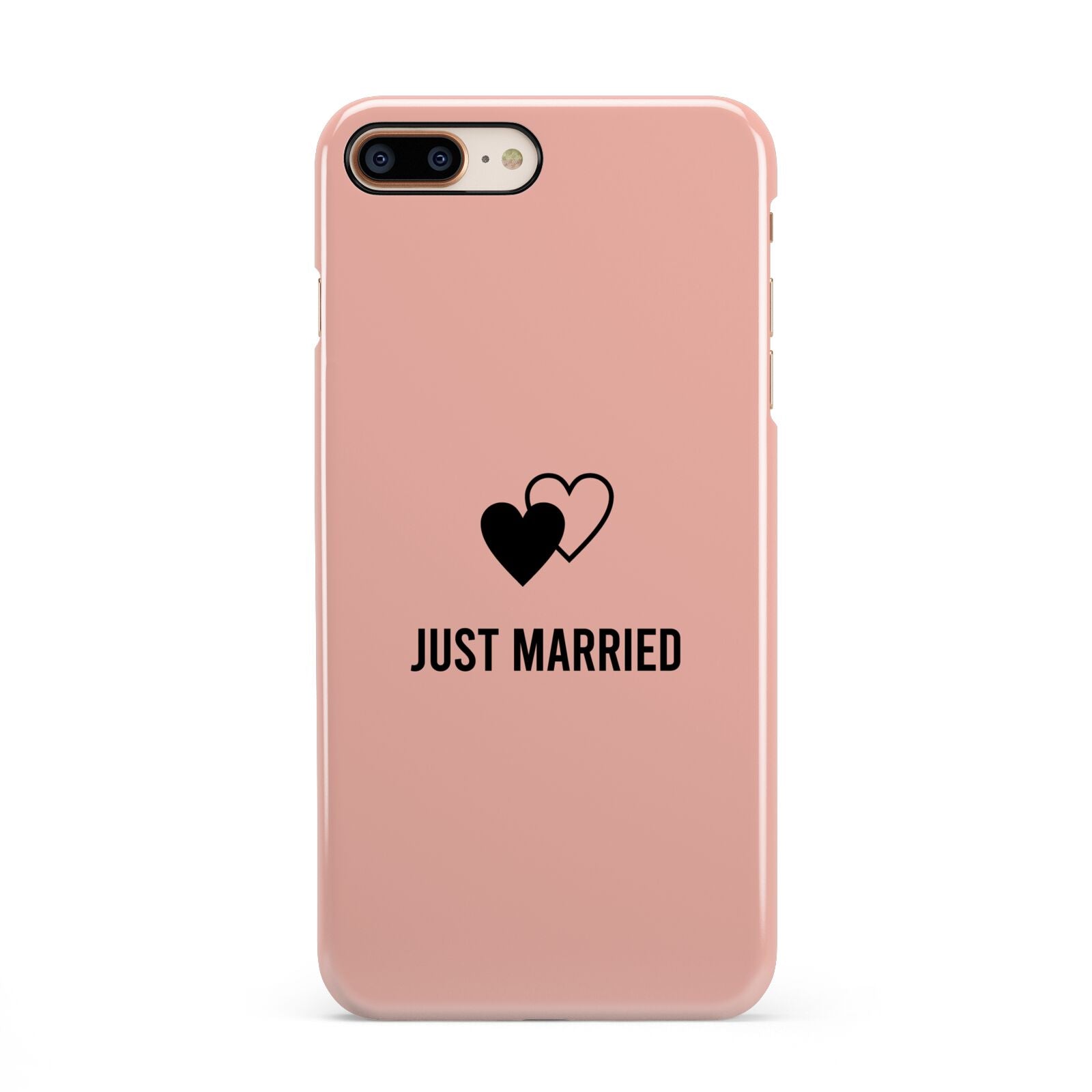 Just Married iPhone 8 Plus 3D Snap Case on Gold Phone