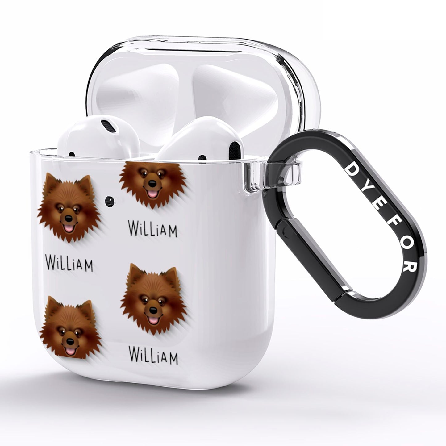 Keeshond Icon with Name AirPods Clear Case Side Image