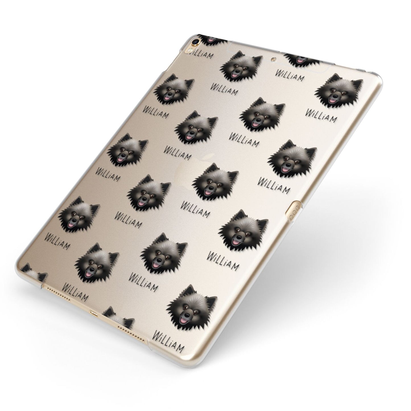 Keeshond Icon with Name Apple iPad Case on Gold iPad Side View