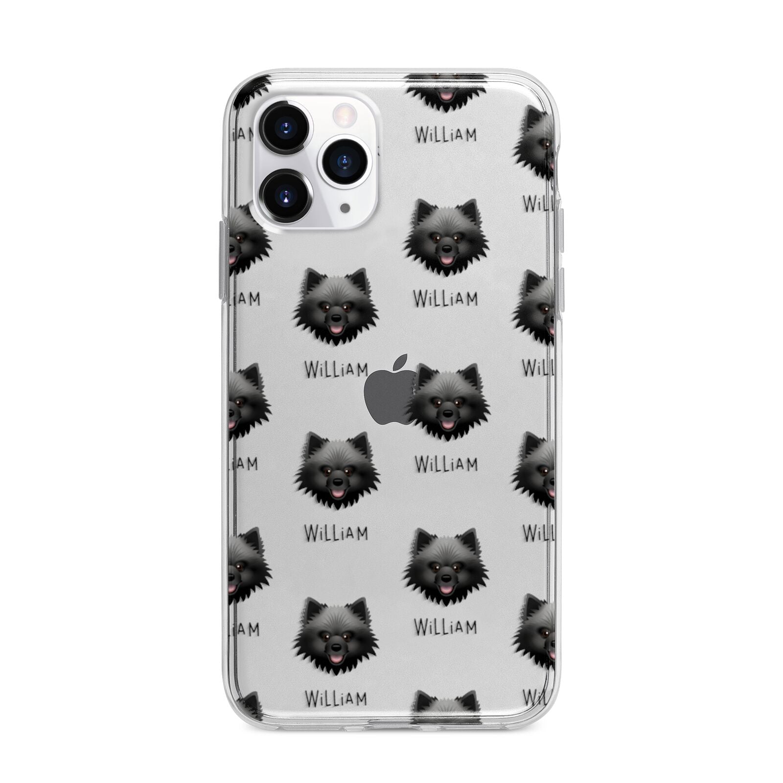 Keeshond Icon with Name Apple iPhone 11 Pro Max in Silver with Bumper Case