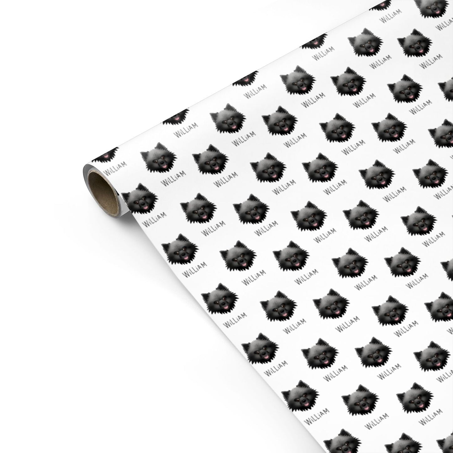Keeshond Icon with Name Personalised Gift Wrap
