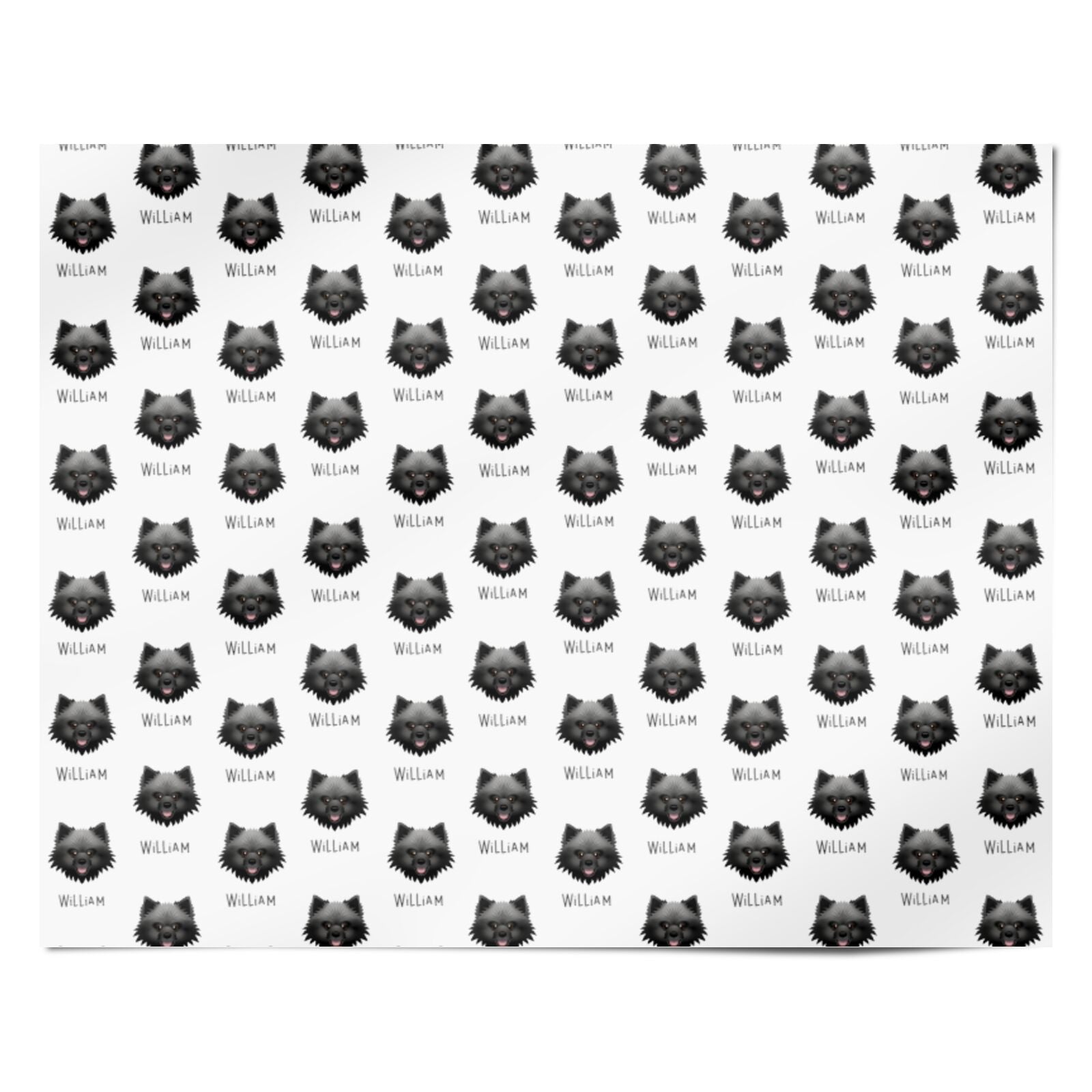 Keeshond Icon with Name Personalised Wrapping Paper Alternative