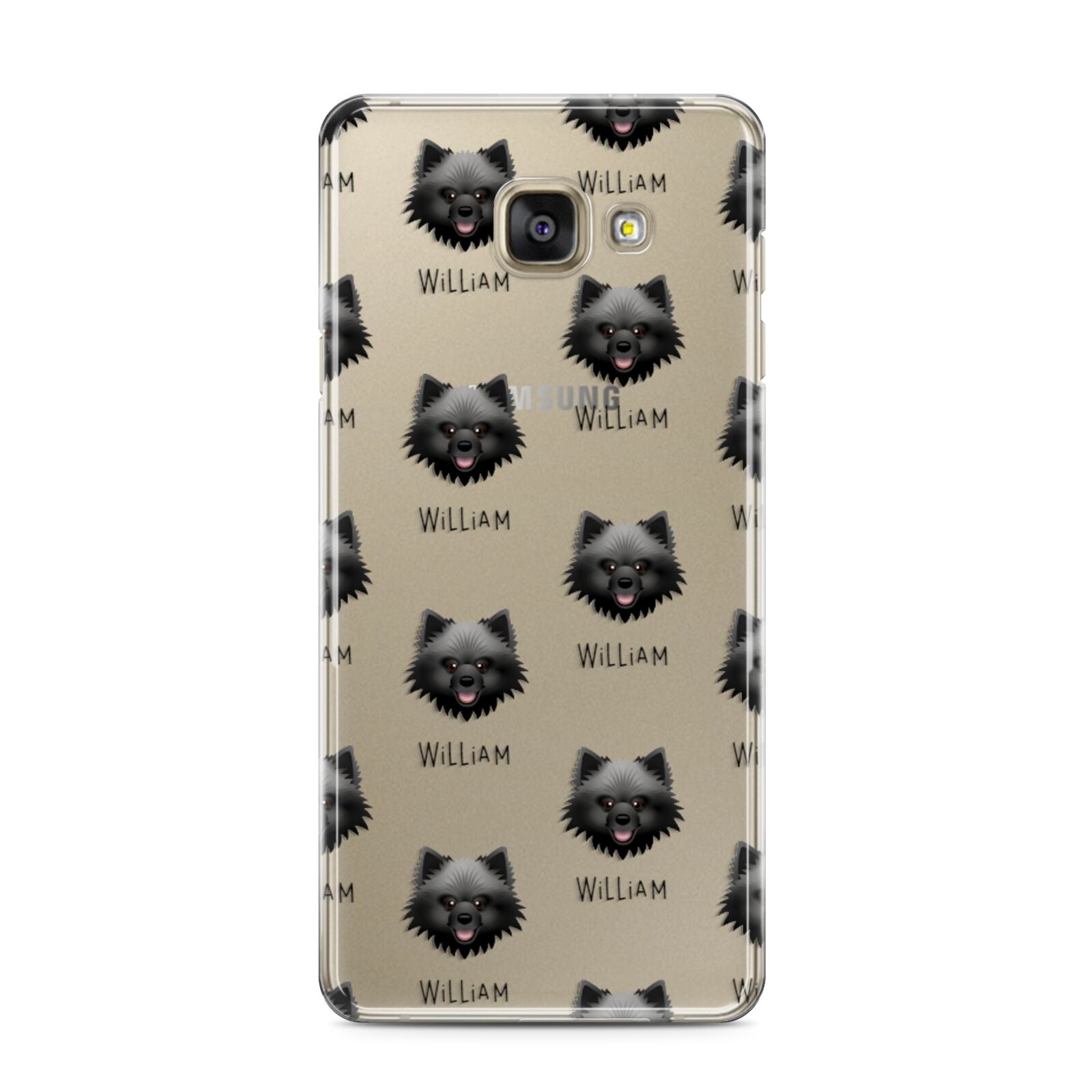Keeshond Icon with Name Samsung Galaxy A3 2016 Case on gold phone