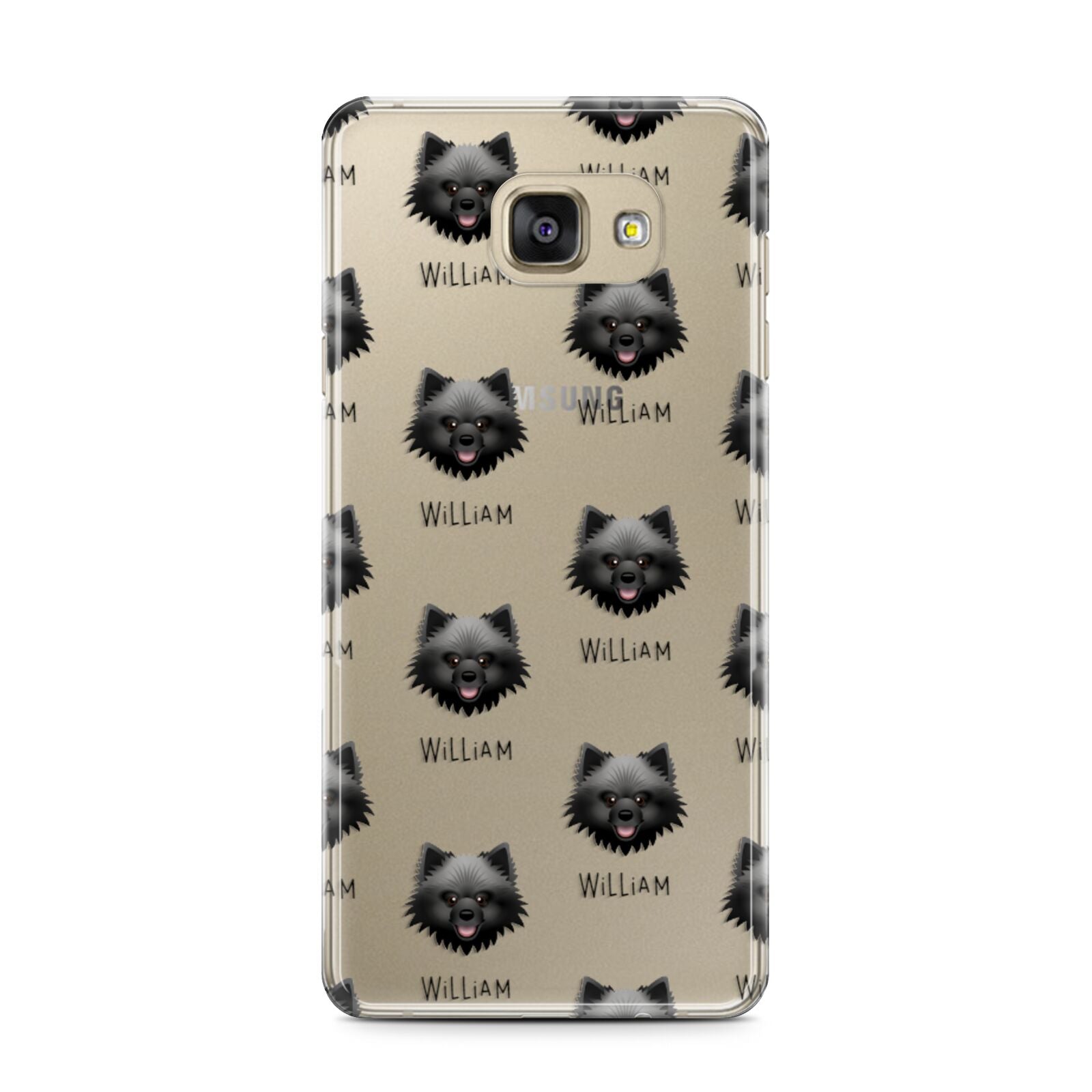 Keeshond Icon with Name Samsung Galaxy A7 2016 Case on gold phone