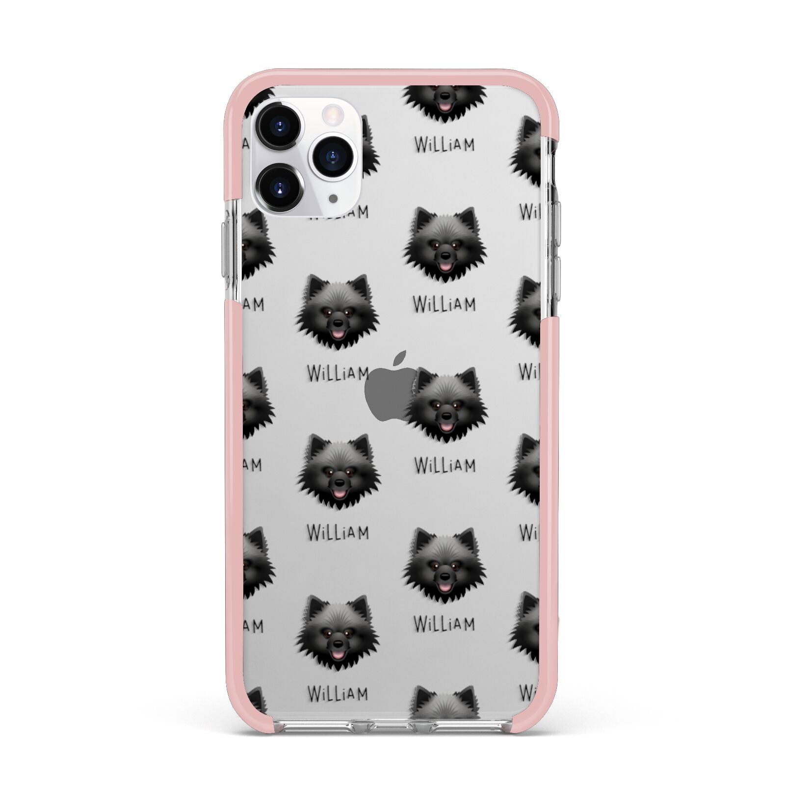 Keeshond Icon with Name iPhone 11 Pro Max Impact Pink Edge Case