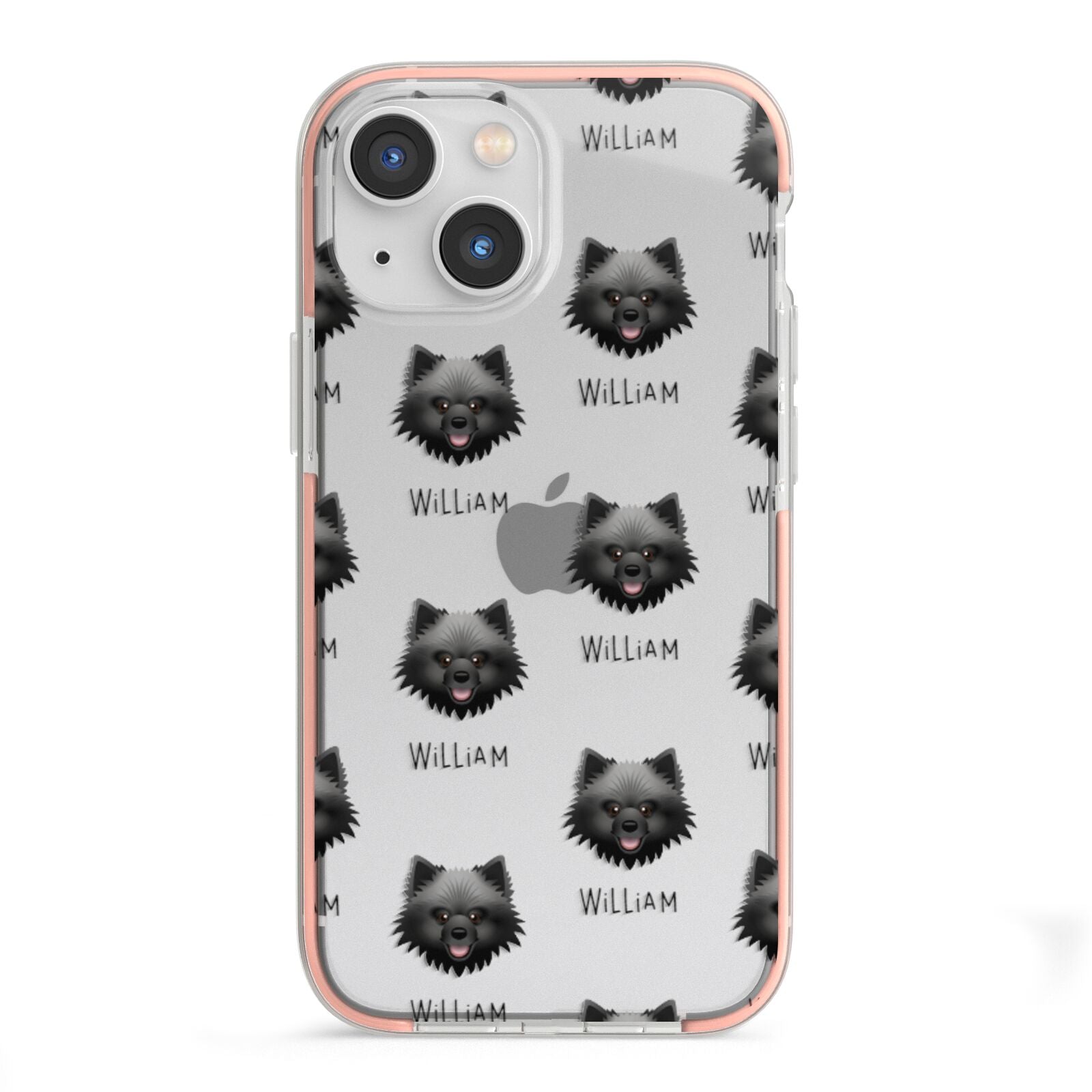 Keeshond Icon with Name iPhone 13 Mini TPU Impact Case with Pink Edges
