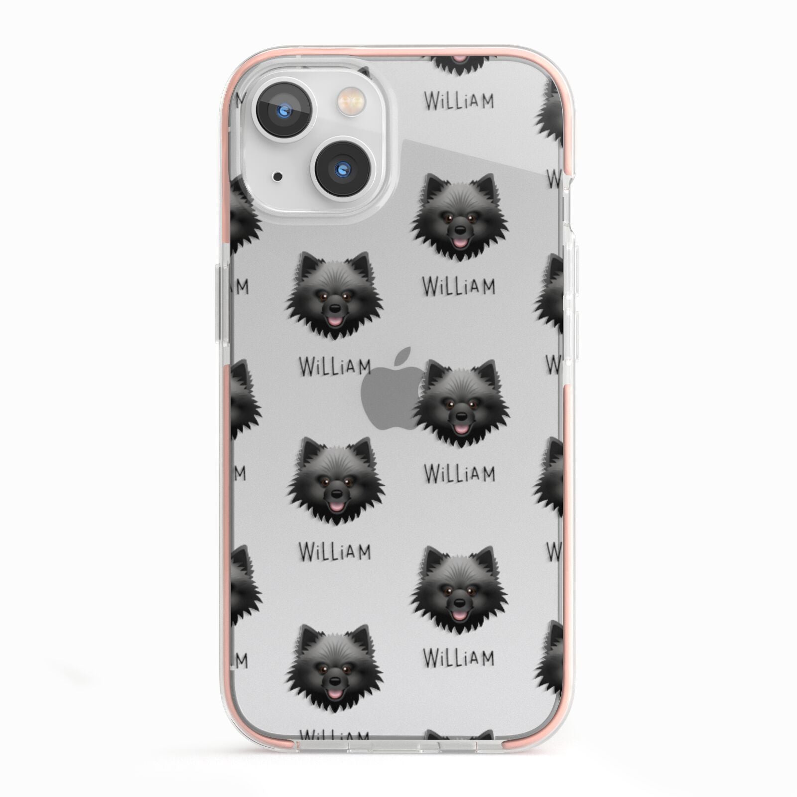 Keeshond Icon with Name iPhone 13 TPU Impact Case with Pink Edges