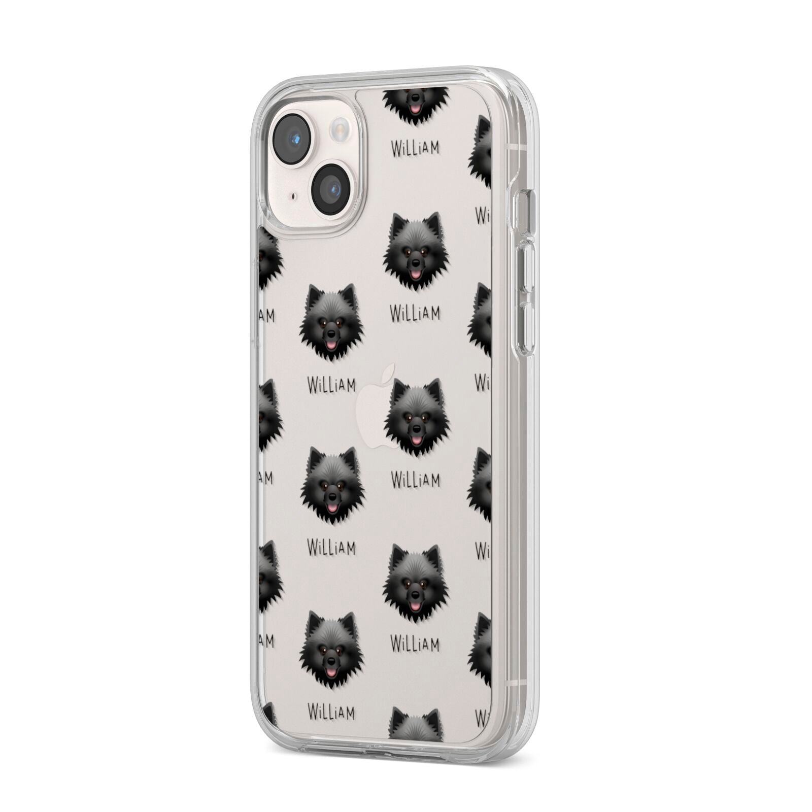 Keeshond Icon with Name iPhone 14 Plus Clear Tough Case Starlight Angled Image