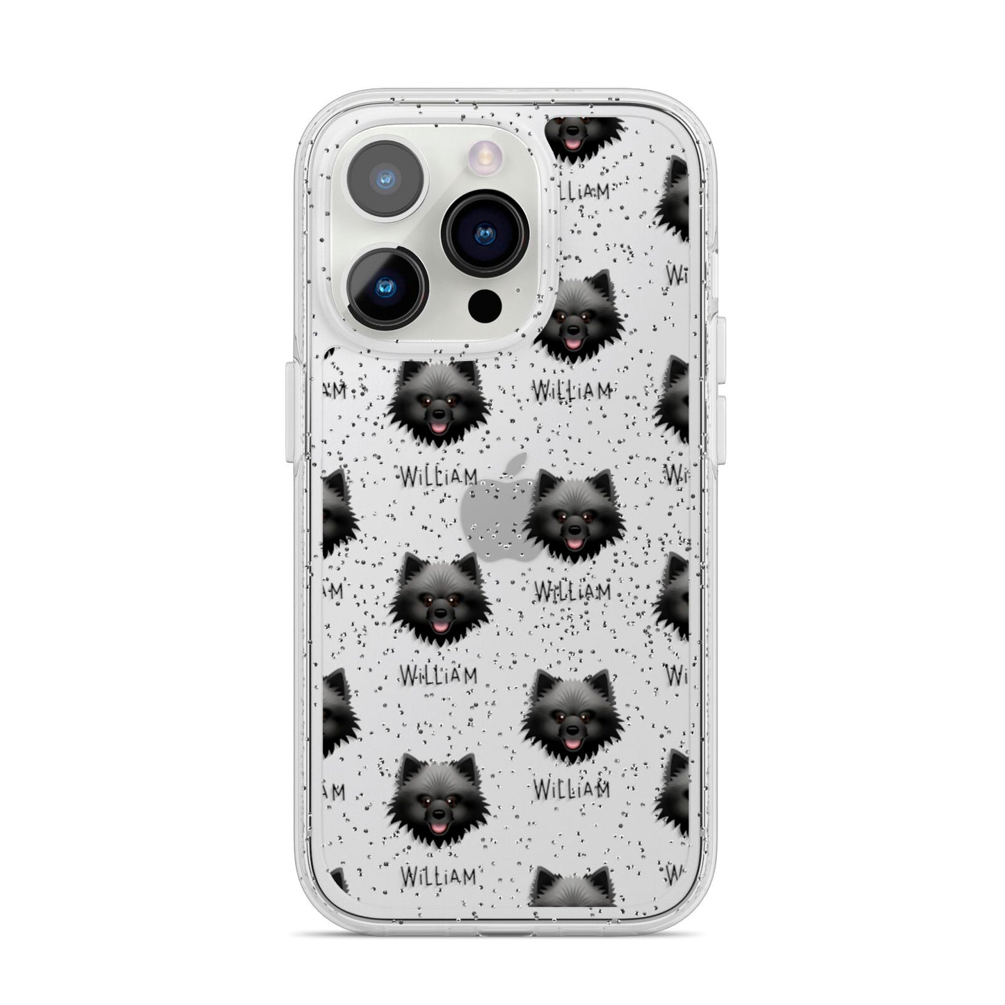 Keeshond Icon with Name iPhone 14 Pro Glitter Tough Case Silver