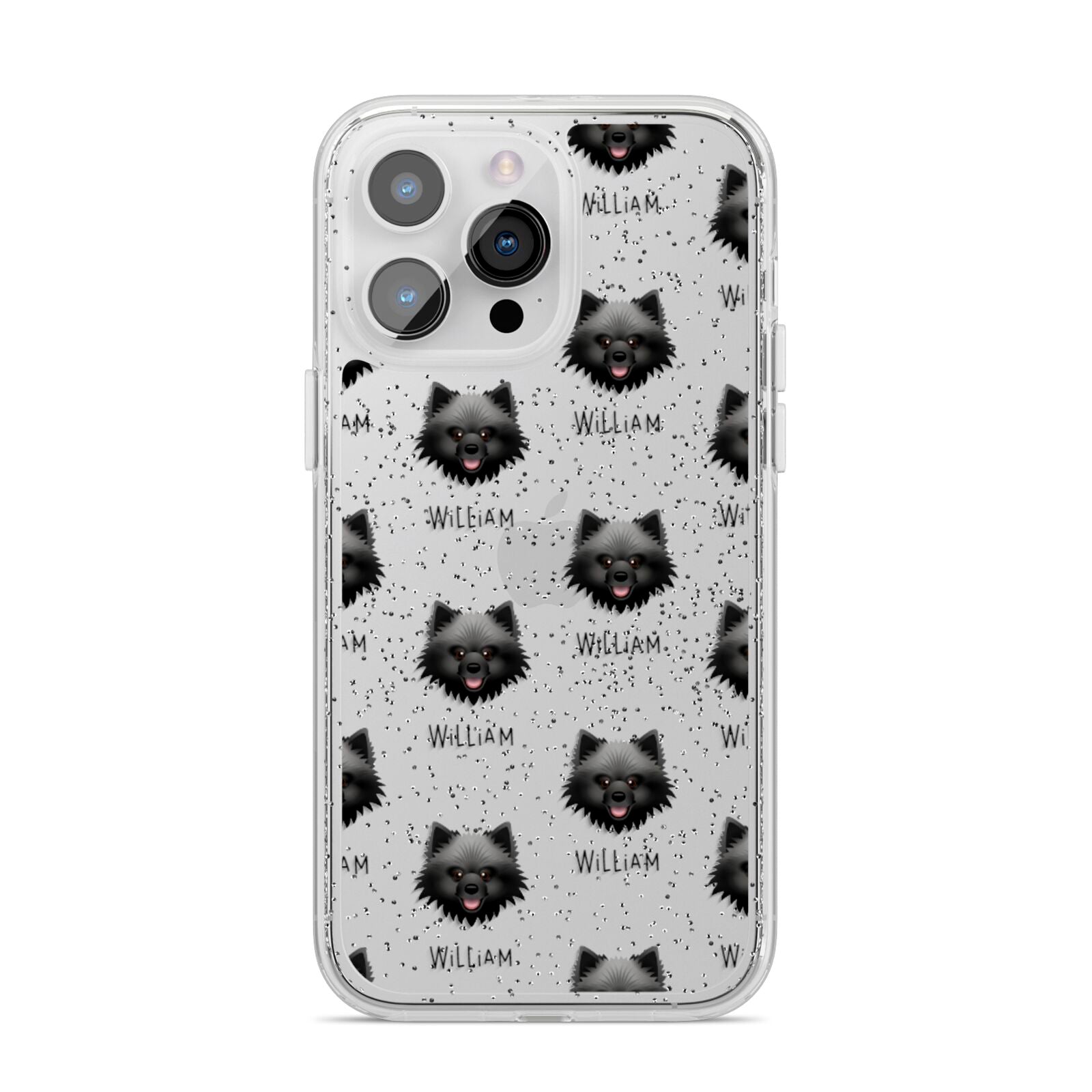 Keeshond Icon with Name iPhone 14 Pro Max Glitter Tough Case Silver