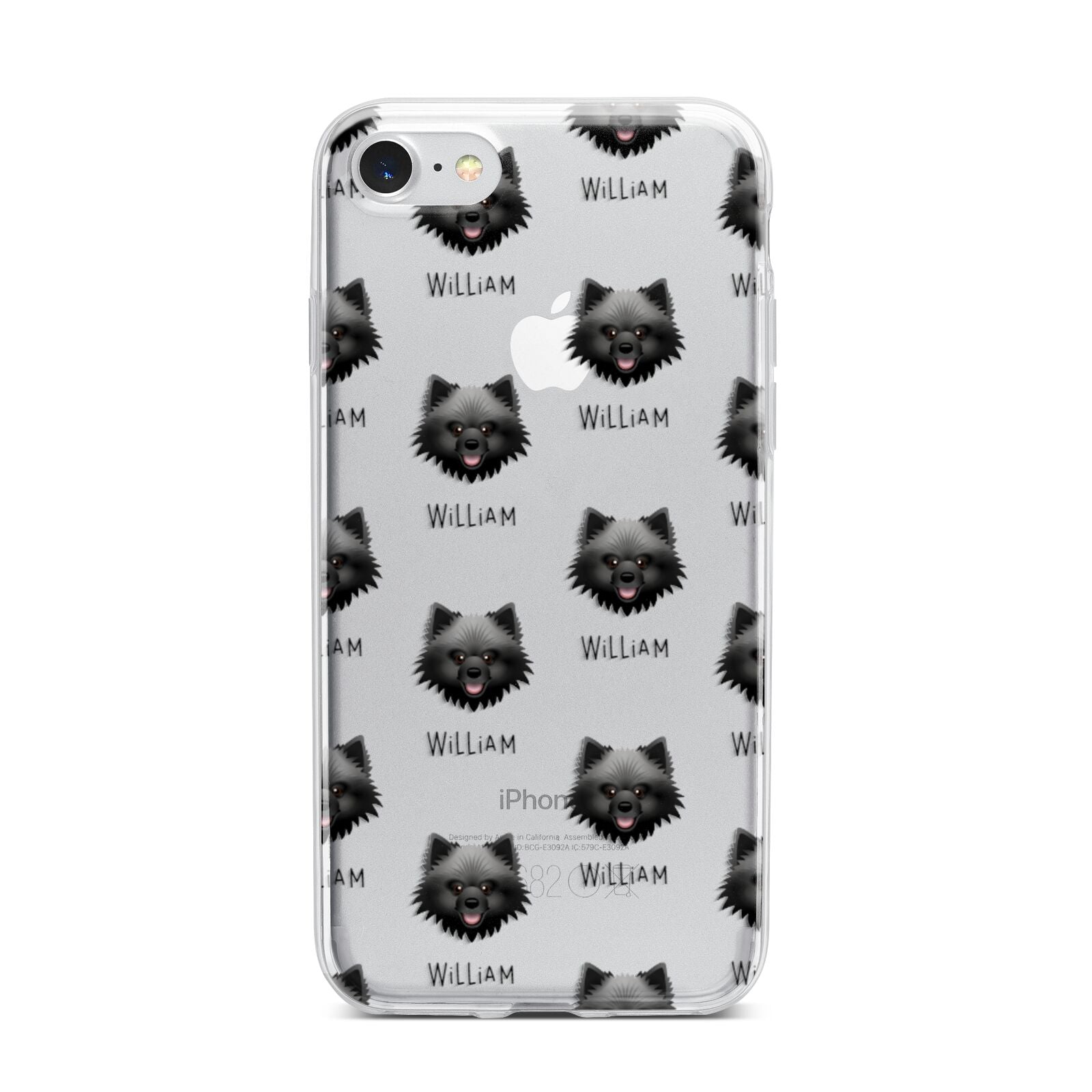 Keeshond Icon with Name iPhone 7 Bumper Case on Silver iPhone