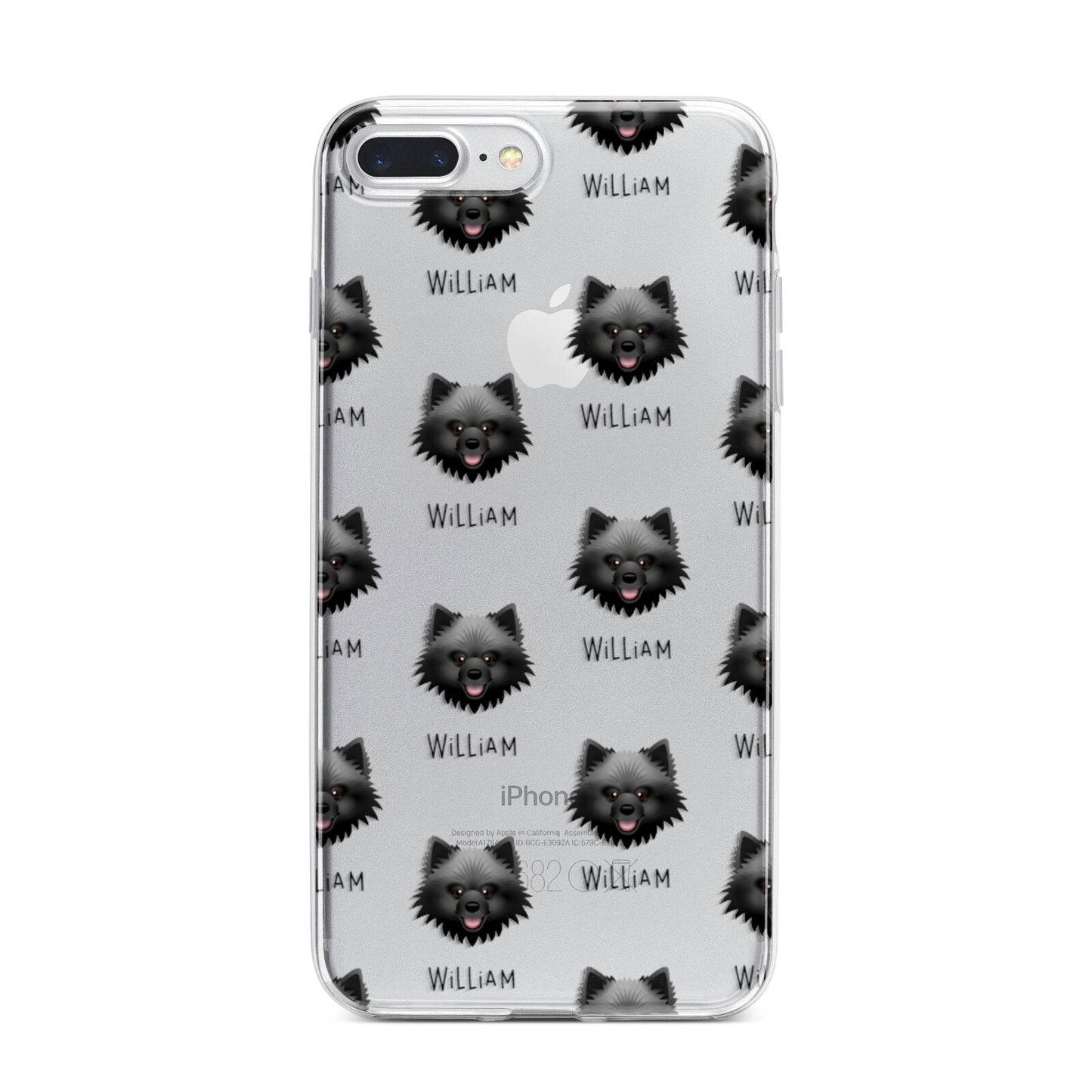 Keeshond Icon with Name iPhone 7 Plus Bumper Case on Silver iPhone