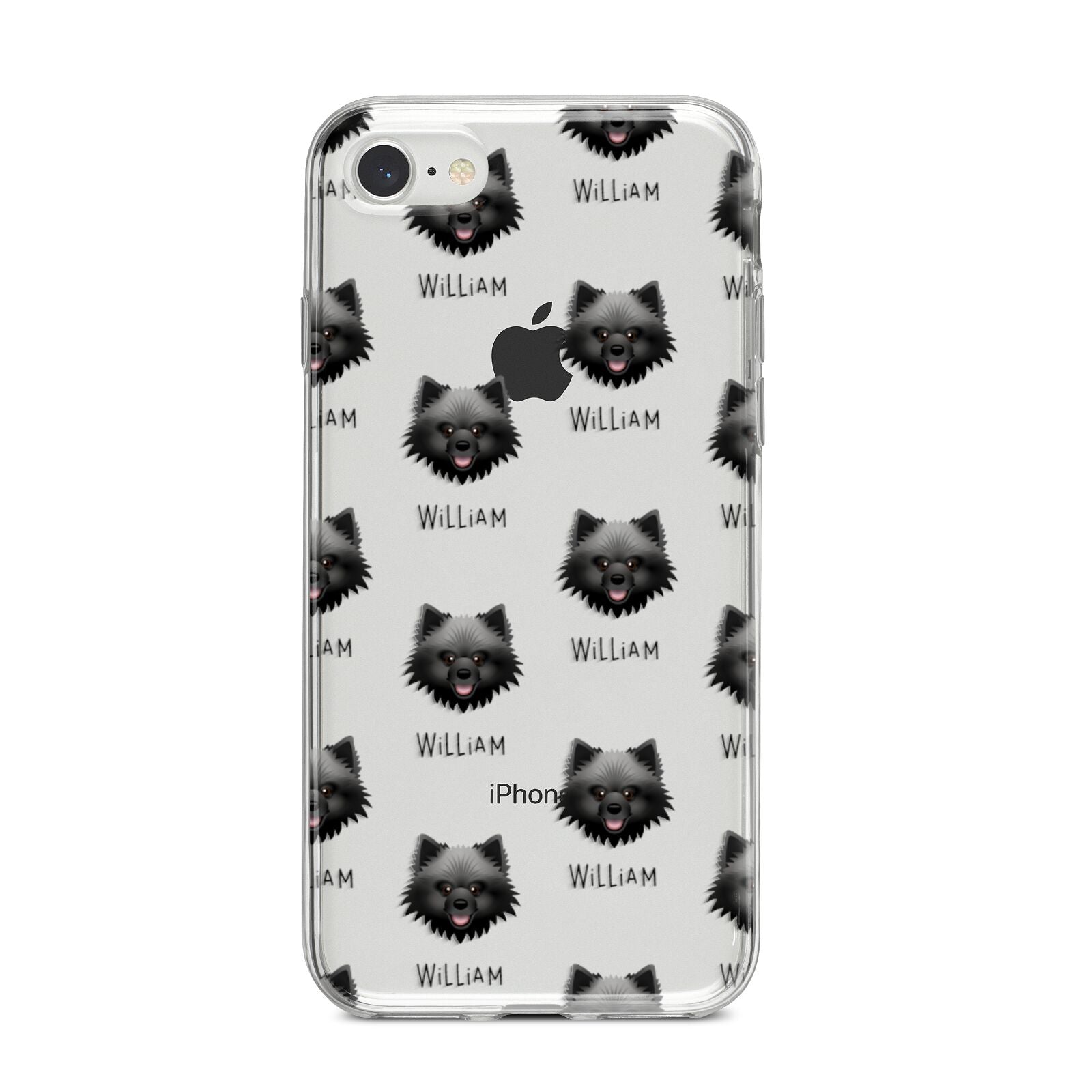 Keeshond Icon with Name iPhone 8 Bumper Case on Silver iPhone