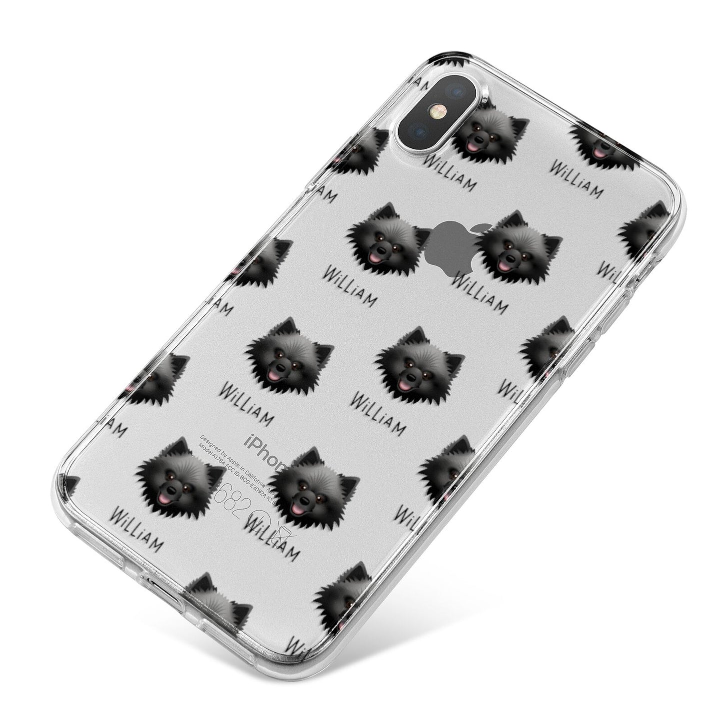 Keeshond Icon with Name iPhone X Bumper Case on Silver iPhone