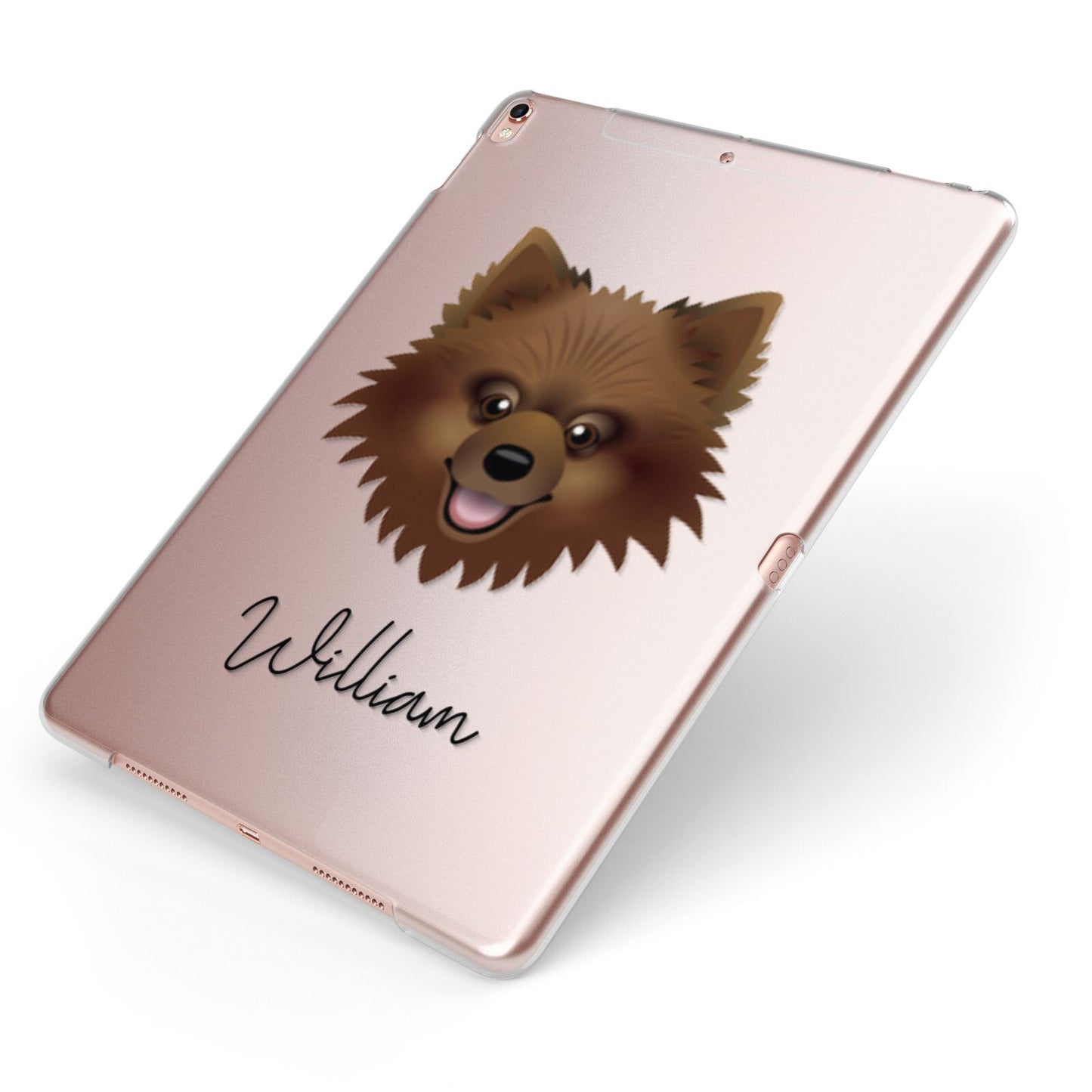 Keeshond Personalised Apple iPad Case on Rose Gold iPad Side View