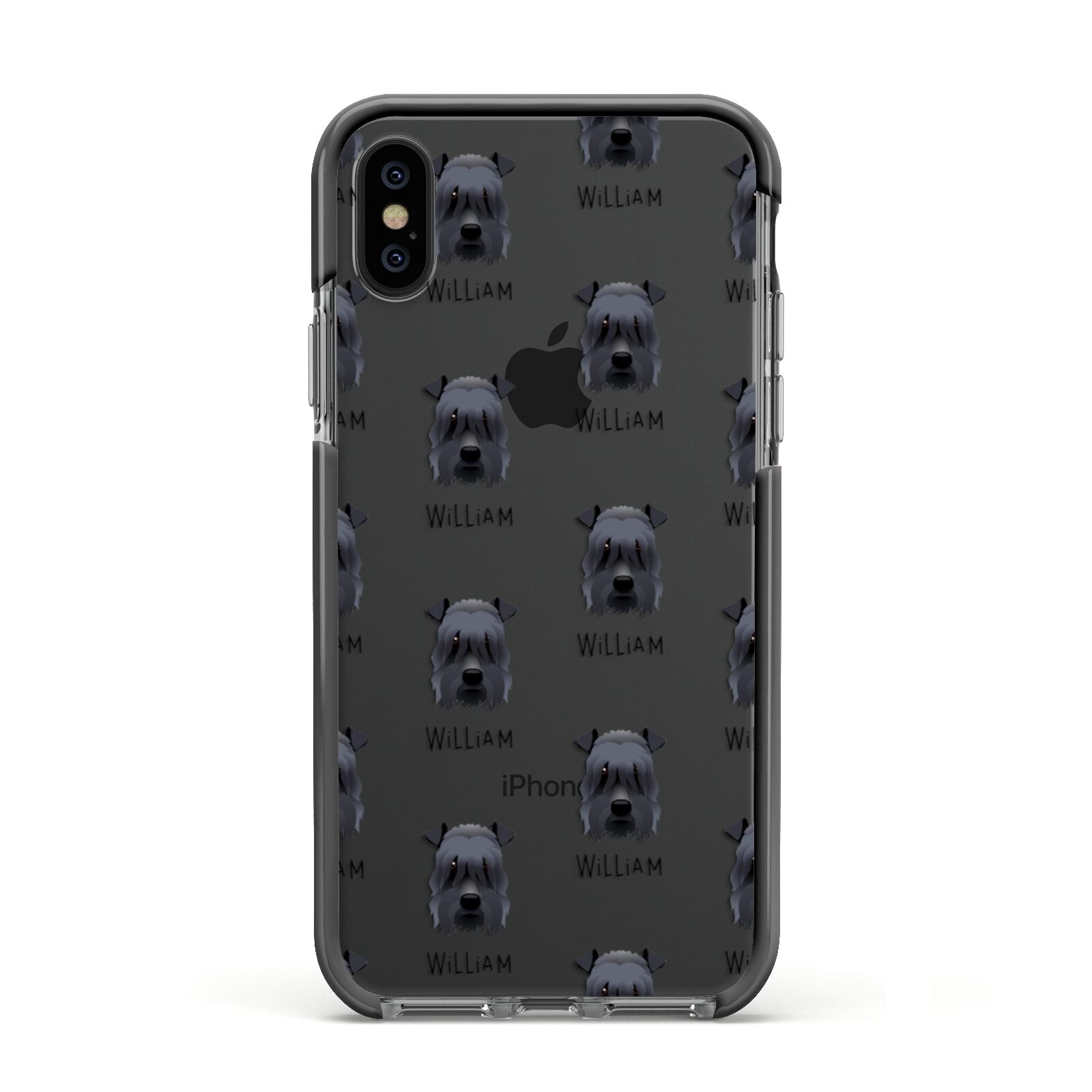 Kerry Blue Terrier Icon with Name Apple iPhone Xs Impact Case Black Edge on Black Phone