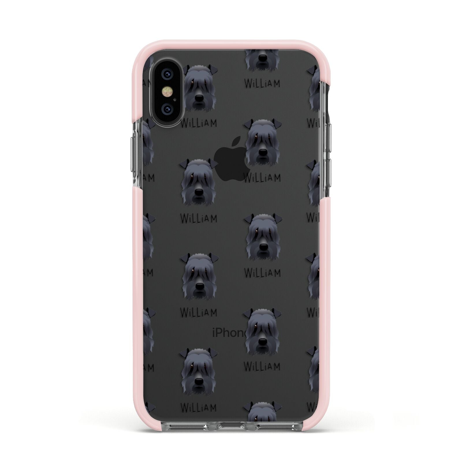 Kerry Blue Terrier Icon with Name Apple iPhone Xs Impact Case Pink Edge on Black Phone