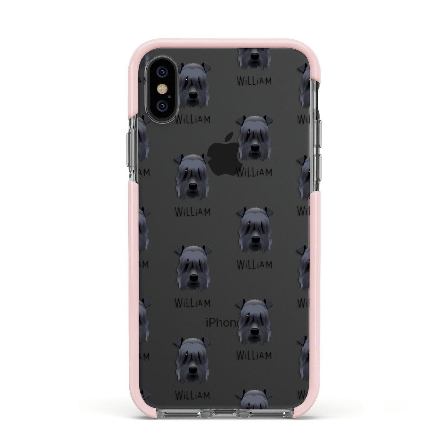 Kerry Blue Terrier Icon with Name Apple iPhone Xs Impact Case Pink Edge on Black Phone