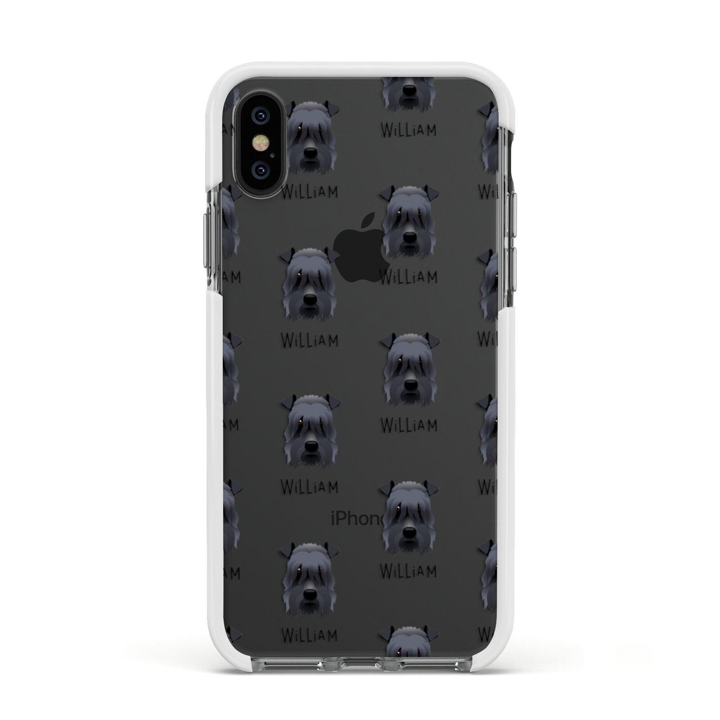 Kerry Blue Terrier Icon with Name Apple iPhone Xs Impact Case White Edge on Black Phone