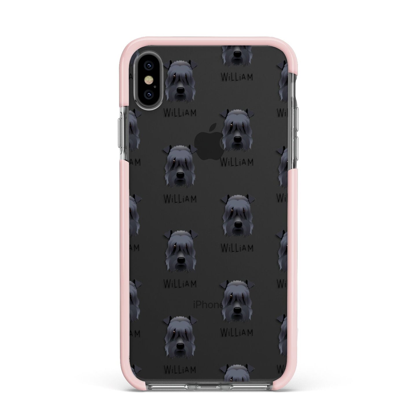 Kerry Blue Terrier Icon with Name Apple iPhone Xs Max Impact Case Pink Edge on Black Phone