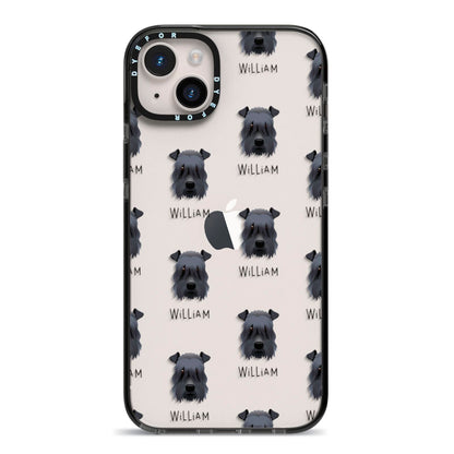 Kerry Blue Terrier Icon with Name iPhone 14 Plus Black Impact Case on Silver phone