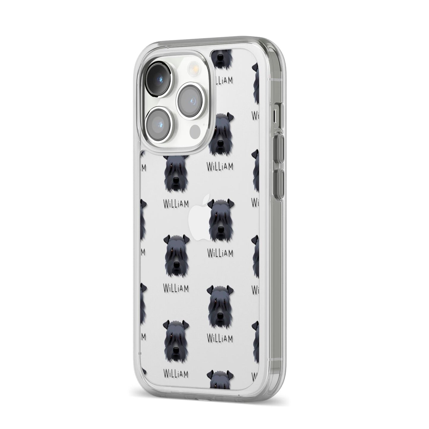 Kerry Blue Terrier Icon with Name iPhone 14 Pro Clear Tough Case Silver Angled Image