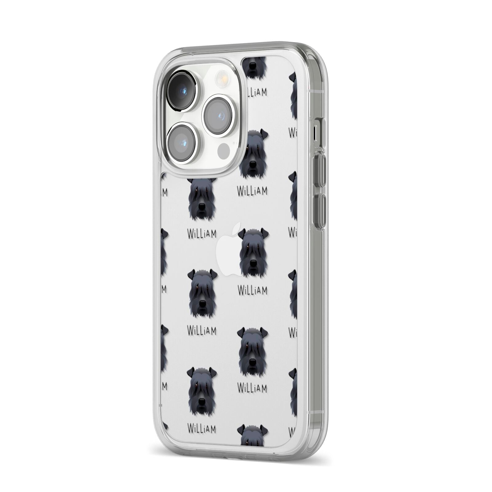 Kerry Blue Terrier Icon with Name iPhone 14 Pro Clear Tough Case Silver Angled Image