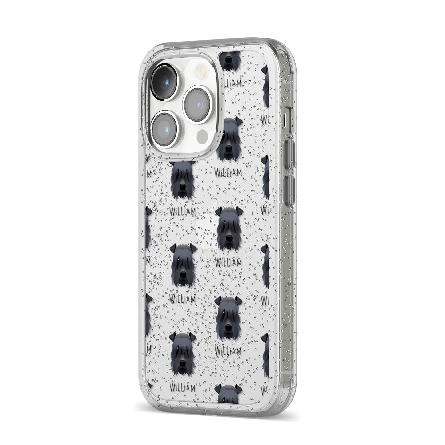 Kerry Blue Terrier Icon with Name iPhone 14 Pro Glitter Tough Case Silver Angled Image