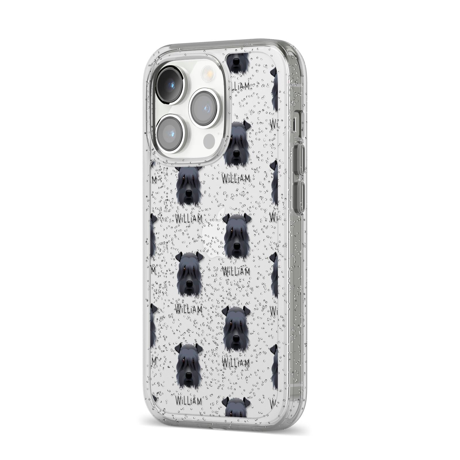 Kerry Blue Terrier Icon with Name iPhone 14 Pro Glitter Tough Case Silver Angled Image