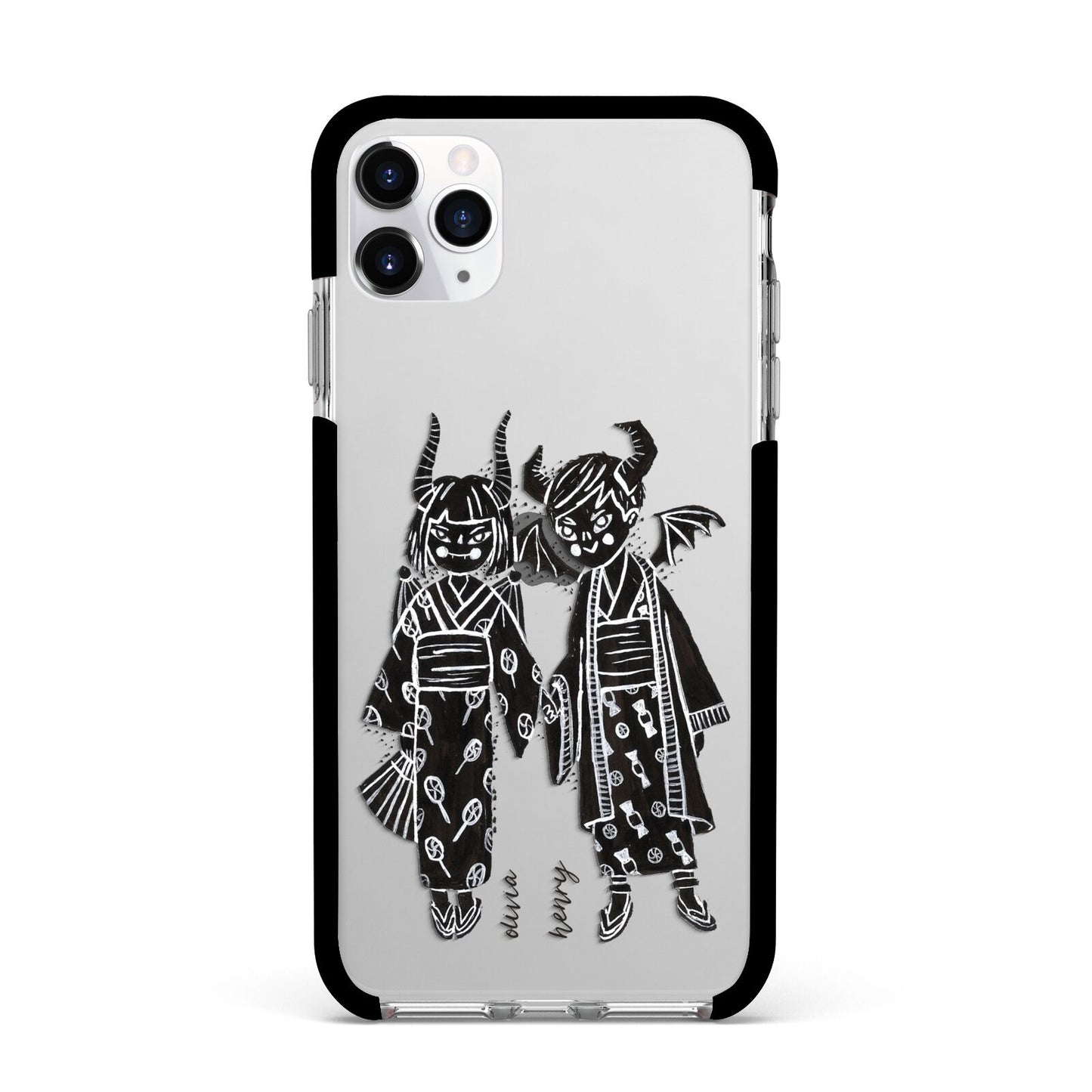 Kimono Devils Apple iPhone 11 Pro Max in Silver with Black Impact Case