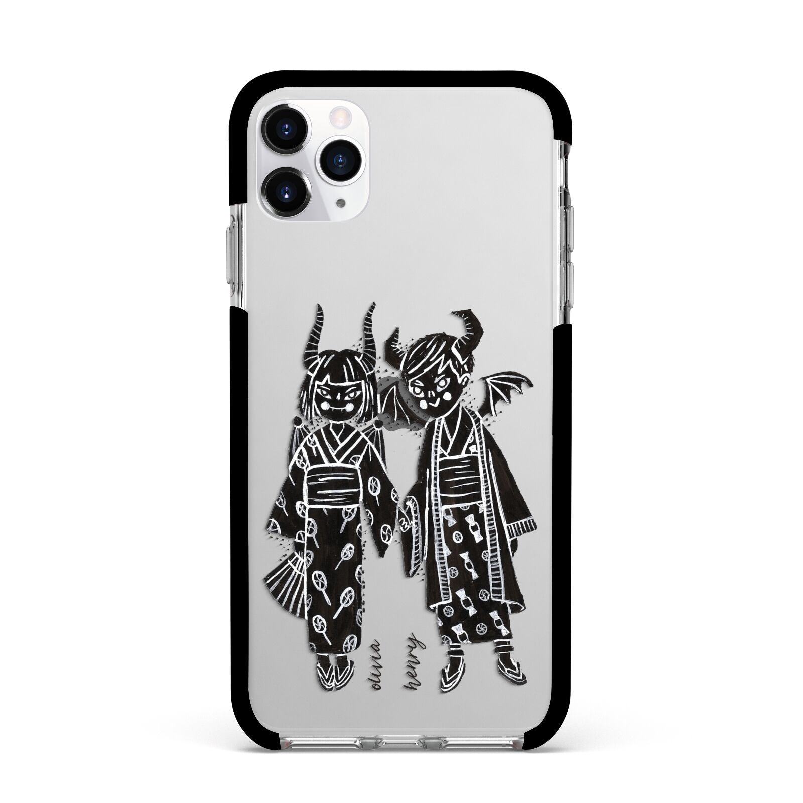 Kimono Devils Apple iPhone 11 Pro Max in Silver with Black Impact Case