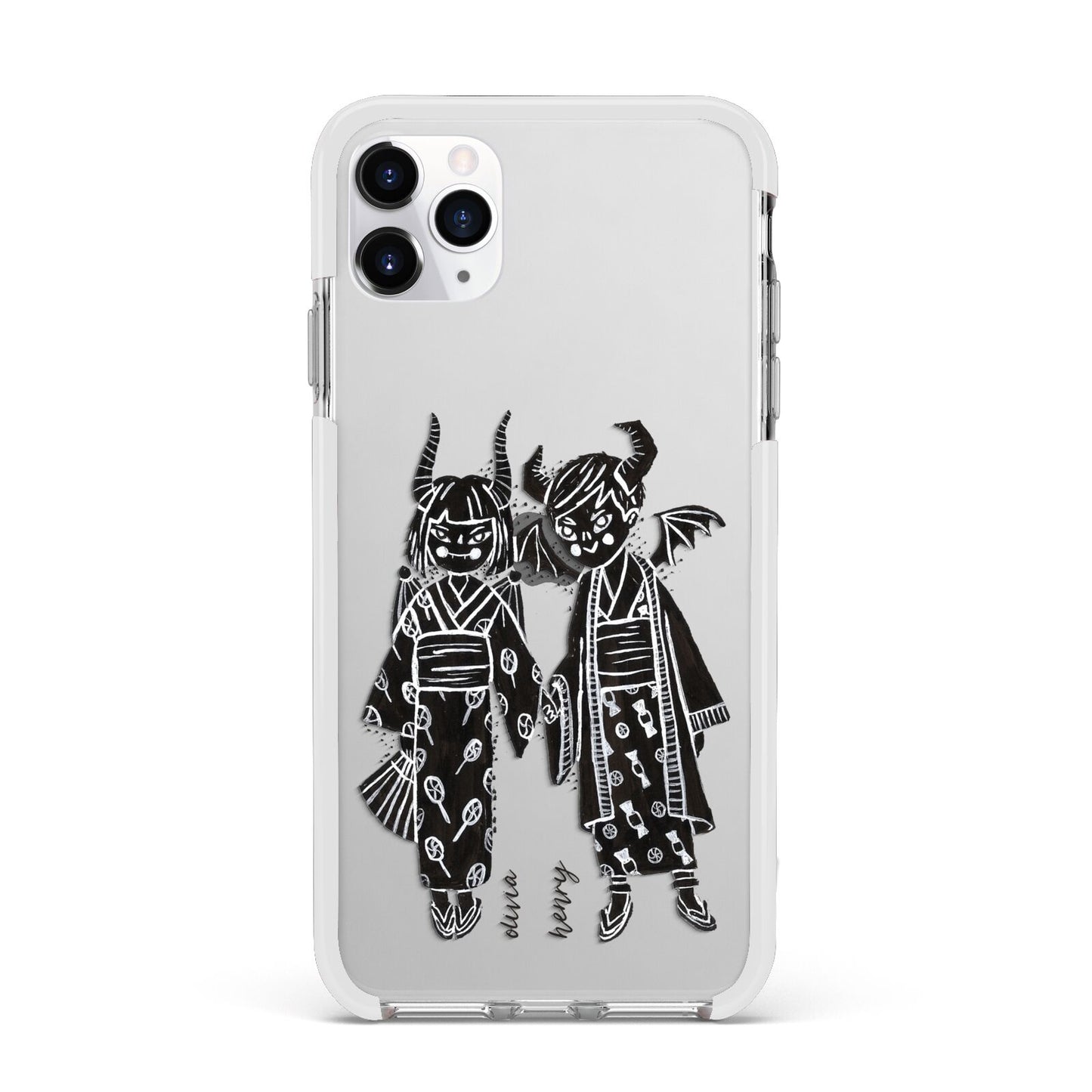 Kimono Devils Apple iPhone 11 Pro Max in Silver with White Impact Case