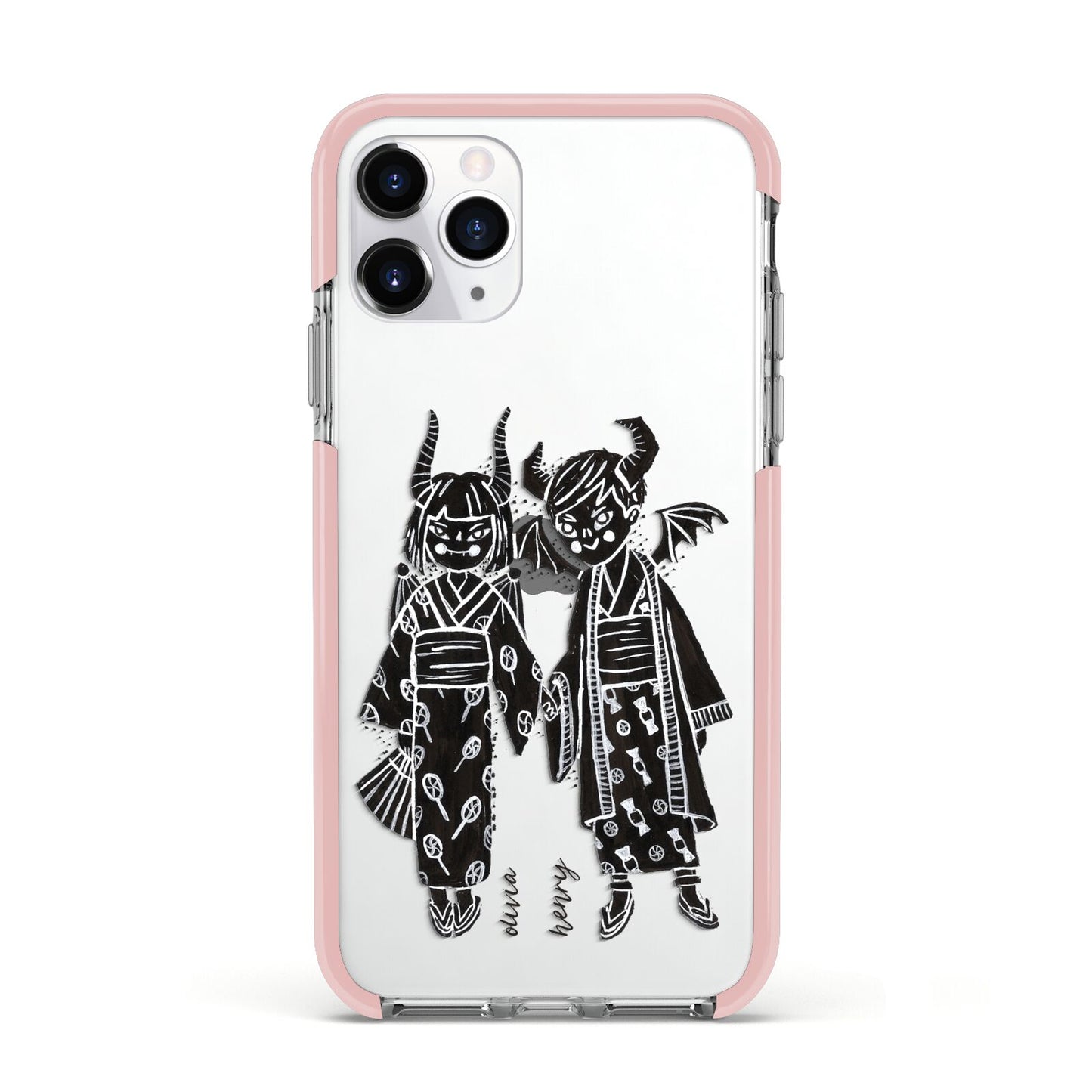 Kimono Devils Apple iPhone 11 Pro in Silver with Pink Impact Case