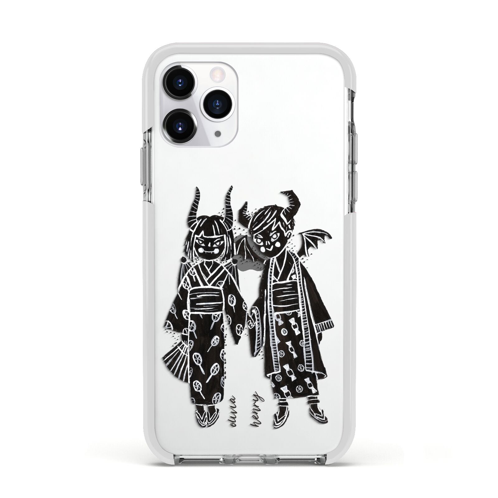 Kimono Devils Apple iPhone 11 Pro in Silver with White Impact Case