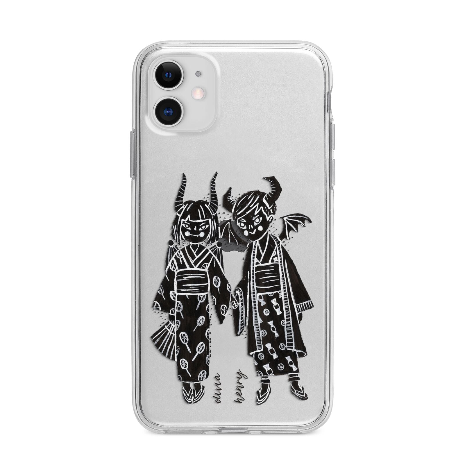 Kimono Devils Apple iPhone 11 in White with Bumper Case